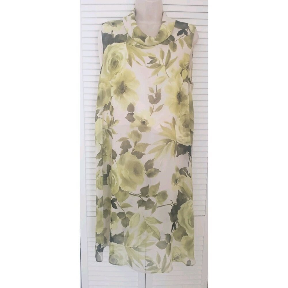 CONNECTED APPAREL CHIFFON FLORAL TRAPEZE DRESS SZ 14 - Picture 3 of 8